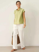 Load image into Gallery viewer, 100% Linen Cap Sleeve Soft-Fold Collar Top YVONNE