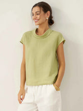 Load image into Gallery viewer, 100% Linen Cap Sleeve Soft-Fold Collar Top YVONNE