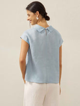 Load image into Gallery viewer, 100% Linen Cap Sleeve Soft-Fold Collar Top YVONNE