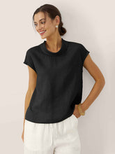 Load image into Gallery viewer, 100% Linen Cap Sleeve Soft-Fold Collar Top YVONNE