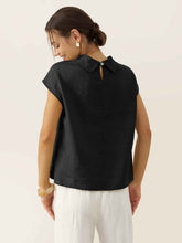 Load image into Gallery viewer, 100% Linen Cap Sleeve Soft-Fold Collar Top YVONNE