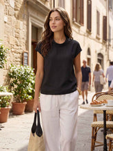 Load image into Gallery viewer, 100% Linen Cap Sleeve Soft-Fold Collar Top YVONNE