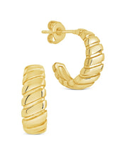 Load image into Gallery viewer, Ribbed Textured Huggie Hoop Earrings