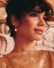 Load image into Gallery viewer, Bezel Frame Rose Petal Short Drop Earrings