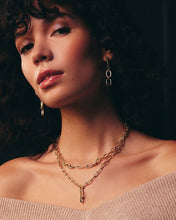 Load image into Gallery viewer, Andi Chain Link Drop Hoop Earrings