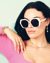 Load image into Gallery viewer, June CZ Flower & Pearl Hoop Earrings