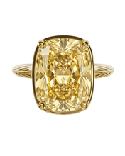 Load image into Gallery viewer, Sterling Silver Elongated Cushion Light Yellow CZ Cocktail Ring