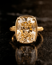 Load image into Gallery viewer, Sterling Silver Elongated Cushion Light Yellow CZ Cocktail Ring