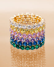 Load image into Gallery viewer, Sterling Silver Gracie Pink Sapphire CZ Eternity Ring