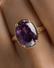 Load image into Gallery viewer, Sterling Silver Oval Cut Amethyst CZ Cocktail Ring