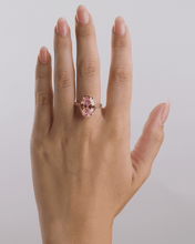 Load image into Gallery viewer, Sterling Silver Oval Cut Pink Sapphire CZ Cocktail Ring