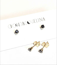 Load image into Gallery viewer, Black 14K GF Swarovski black onyx stud earrings