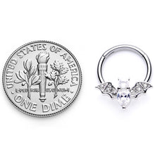 Load image into Gallery viewer, 16G 3/8 Clear Gem Vampire Bat Halloween Hinged Segment Ring
