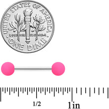 Load image into Gallery viewer, 14G 9/16 Hot Pink Matte Barbell Nipple Ring Set