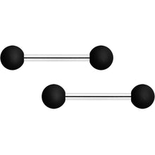 Load image into Gallery viewer, 14G 9/16 Basic Black Matte Barbell Nipple Ring Set
