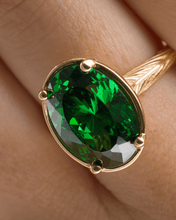 Load image into Gallery viewer, Sterling Silver Oval Cut Emerald CZ Cocktail Ring