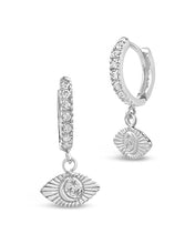 Load image into Gallery viewer, Sterling Silver Starry Nights Eye Micro Hoops