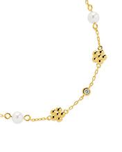 Load image into Gallery viewer, June Pearl & Flower Charm Anklet