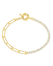 Load image into Gallery viewer, Sterling Silver CZ & Paperclip Chain Bracelet
