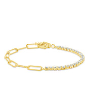 Load image into Gallery viewer, Sterling Silver CZ & Paperclip Chain Bracelet