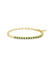 Load image into Gallery viewer, Emerald CZ Tennis & Chain Bracelet