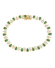 Load image into Gallery viewer, Emerald Pear Cut Tennis Bracelet