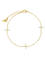 Load image into Gallery viewer, Sterling Silver Delicate CZ Cross Bracelet