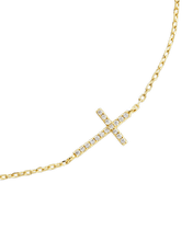 Load image into Gallery viewer, Sterling Silver Delicate CZ Cross Bracelet