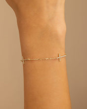 Load image into Gallery viewer, Sterling Silver Delicate CZ Cross Bracelet