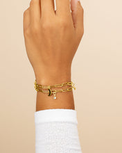 Load image into Gallery viewer, CZ, Moon, & Star Double Chain Bracelet