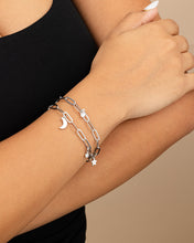 Load image into Gallery viewer, CZ, Moon, & Star Double Chain Bracelet