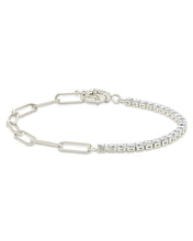Load image into Gallery viewer, Sterling Silver CZ & Paperclip Chain Bracelet
