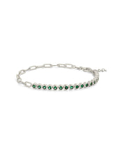 Load image into Gallery viewer, Emerald CZ Tennis & Chain Bracelet