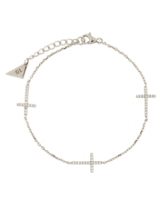 Load image into Gallery viewer, Sterling Silver Delicate CZ Cross Bracelet