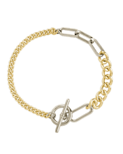 Load image into Gallery viewer, Elaine Dualtone Mixed Chain Toggle Bracelet