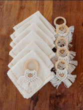 Load image into Gallery viewer, Cotton Macrame Napkins and Rings Set of 6