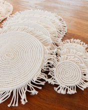 Load image into Gallery viewer, Round Macrame Placemat and Coaster Set of 4