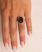 Load image into Gallery viewer, Sterling Silver Elongated Cushion Chocolate CZ Cocktail Ring