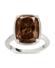 Load image into Gallery viewer, Sterling Silver Elongated Cushion Chocolate CZ Cocktail Ring