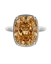 Load image into Gallery viewer, Sterling Silver Elongated Cushion Champagne CZ Cocktail Ring