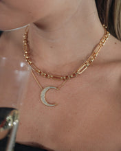 Load image into Gallery viewer, Stationed CZ Crescent Pendant Necklace