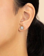 Load image into Gallery viewer, Sterling Silver Cushion Cut Bezel Set Stud Earrings