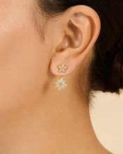 Load image into Gallery viewer, CZ Starburst Jacket Earrings
