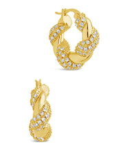 Load image into Gallery viewer, Florence CZ Twist Hoop Earrings