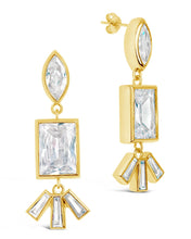 Load image into Gallery viewer, Bella Square & Oval CZ Drop Earrings