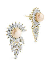 Load image into Gallery viewer, Rhianna CZ & Pearl Statement Stud Earrings