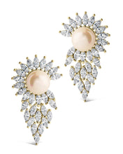 Load image into Gallery viewer, Rhianna CZ & Pearl Statement Stud Earrings