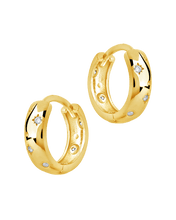 Load image into Gallery viewer, Greer CZ Burst Micro Hoop Earrings