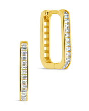 Load image into Gallery viewer, Piper CZ Rectangle Hoop Earrings