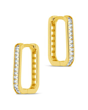 Load image into Gallery viewer, Piper CZ Rectangle Hoop Earrings